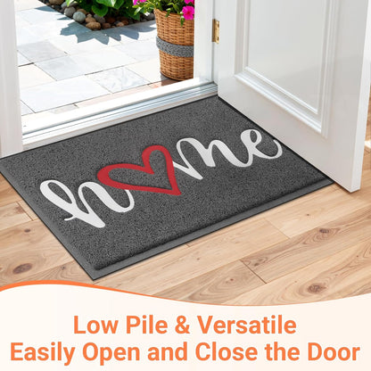 StepLively Door Mat Home Welcome Mats Outdoor and Indoor, Heavy-Duty Low-Profile Non-Slip Front Welcome Mat for Home Entrance, Outside Entry, Yard, Floor, Patio (30''x17.5'', Black)