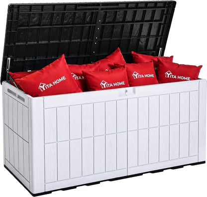 YITAHOME 35 Gallon Outdoor Storage Box | Waterproof Resin Deck Box and Package Delivery with Lockable Lid for Patio Furniture Cushions, Pool Accessories, Garden