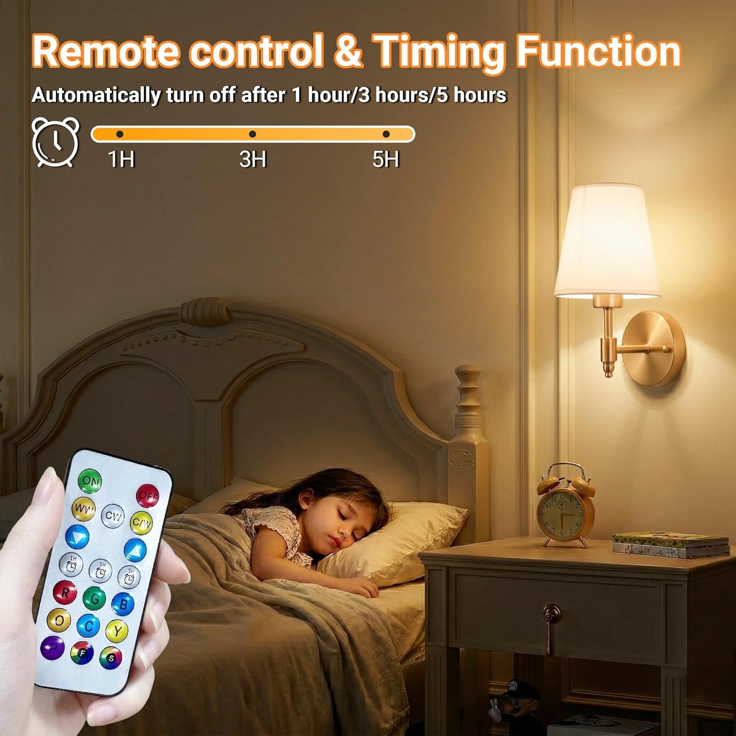 Nekhung Battery Operated Wall Sconces Set of Two, Wireless Battery Wall Light with 10000mAh RGB Dimmable Magnetic Bulb and Remote, Rechargeable Sconce Wall Decor for Bedroom Living Room Hallway