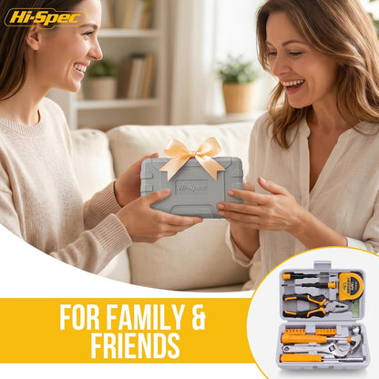 Hi-Spec Tool Kit Yellow 20pc. Small Tool Kit for Home DIY & Office Repairs. Compact and Lightweight Essential Tools in a Portable Book-Sized case.