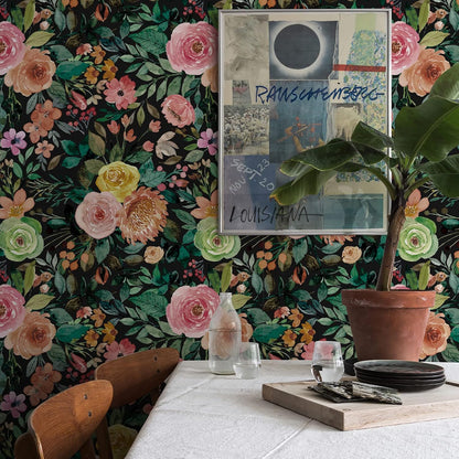 Simon&Siff Floral Peel and Stick Wallpaper, 17.3" x 120" Self Adhesive Wallpaper Boho Flower Kitchen Cabinets Furniture Decorative Renter Friendly Wall Paper
