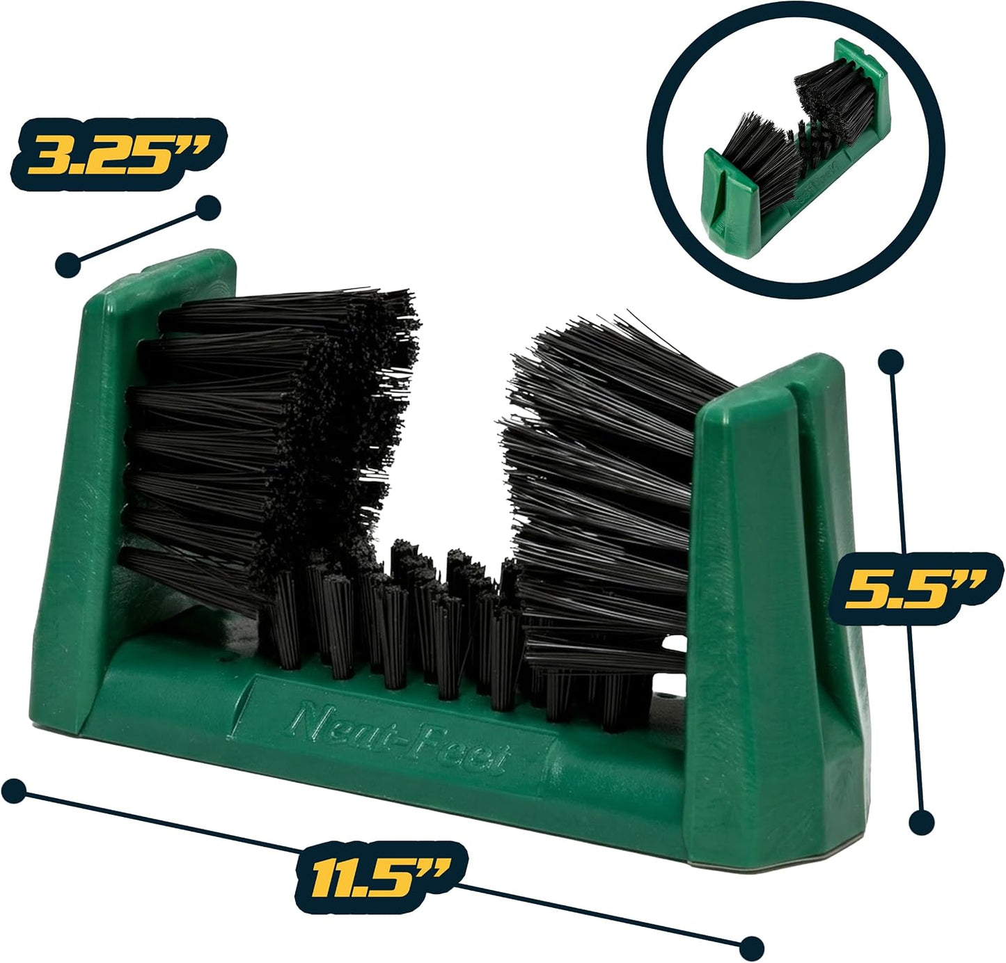 Neat Feet Boot Brush & Boot Scraper | Mountable Shoe Cleaner w/Screws, Injection Molded Plastic Mud Scrubber for Work Boots, Hiking & Outdoor Footwear, Weather-Resistant for Garage, Porch & Entryway