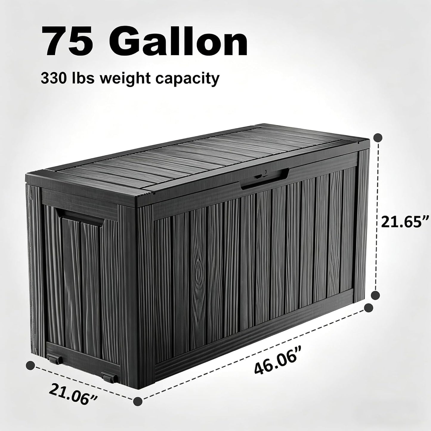 DRATO 180 Gallon Outdoor Storage Box, Large Waterproof Deck Box, Lockable Resin Storage Container with Reinforced Support for Patio Cushions, Garden Tools, UV-Resistant Outdoor Chest（Black，180 Gallon）