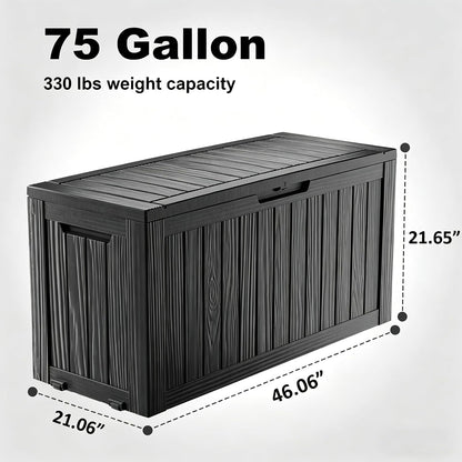 DRATO 180 Gallon Outdoor Storage Box, Large Waterproof Deck Box, Lockable Resin Storage Container with Reinforced Support for Patio Cushions, Garden Tools, UV-Resistant Outdoor Chest（Black，180 Gallon）