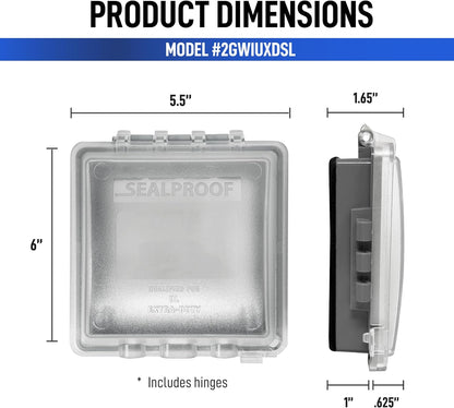 Sealproof 2-Gang Weatherproof In Use Outlet Cover | Two Gang Outdoor Plug and Receptacle Protector, Lockable, UL Extra Duty Compliant, 45 Configurations