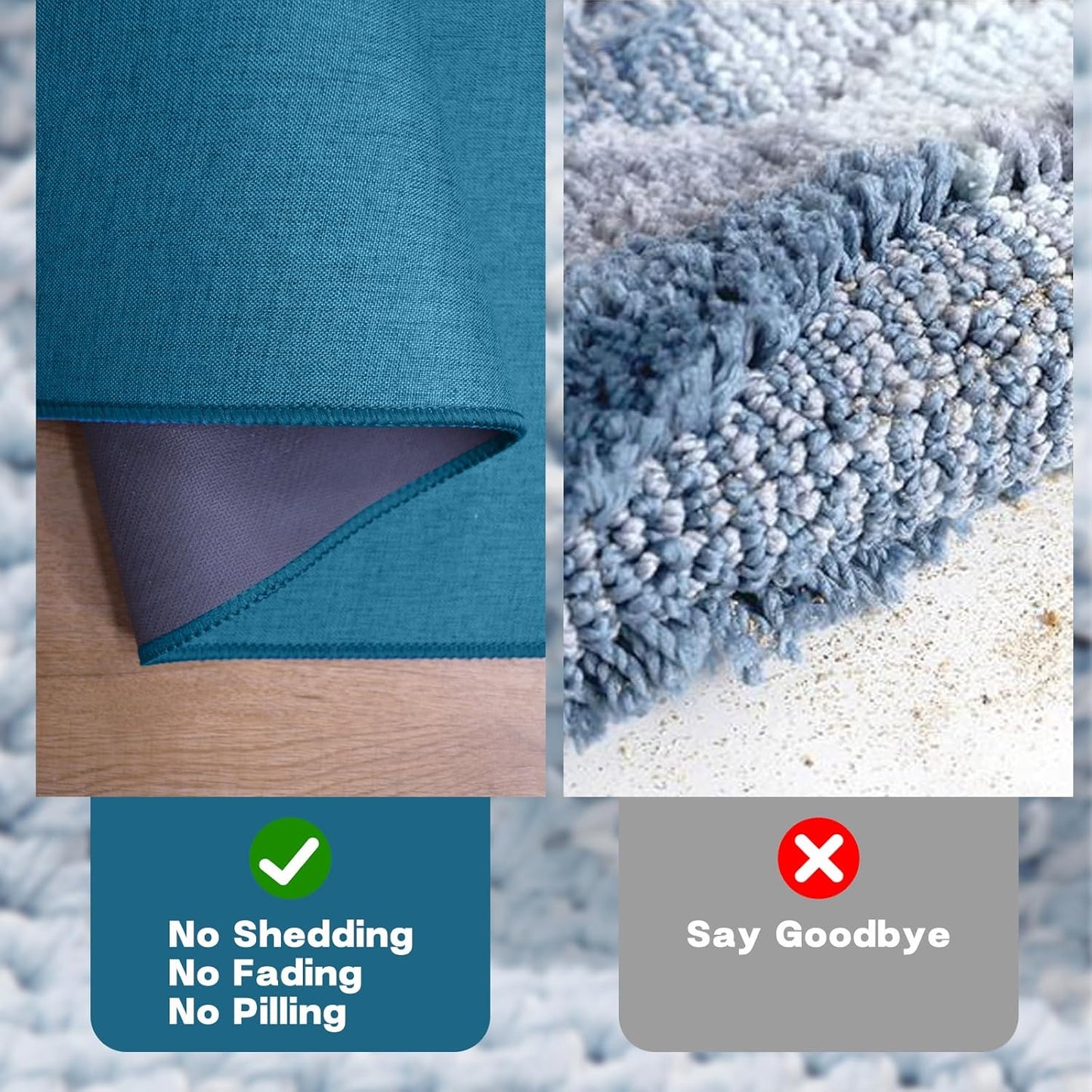 Yancorp 16"x26" Ultra Thin Bathroom Rugs,Low Profile Bath Rug,Rubber mat,Fit Under Door,Non Slip,Machine Washable Shower Rug,Dark Grey