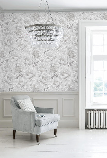 GloryTik Floral Peel and Stick Wallpaper, Removable Blue Floral Contact Paper, Self Adhesive Renter Friendly Wallpaper for Bedroom Living Room Bathroom (17.3" x 78.7")