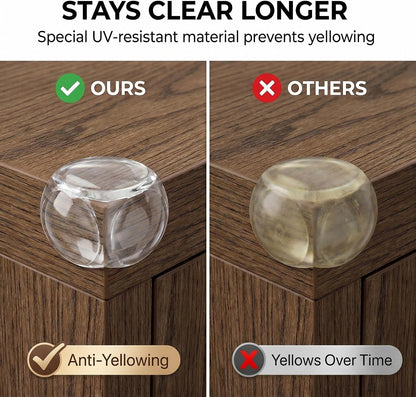 30 Pcs Clear Baby Corner Protectors, L-Shaped & Spherical Baby Proof Guards | Soft PVC Table Corner Covers for Safety on Tables, Cabinets, Shelves, Furniture Edge Guards, Safety Bumpers for Home(14L&16R)