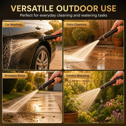Heavy Duty High Pressure Hose Nozzle, Adjustable High Pressure Metal Water Hose Nozzle with Hose Fittings and Clamp, Jet Sweeper Garden Hose Sprayer for Car Wash, Lawn and Patio Cleaning