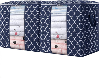 WISELIFE Storage Bags 3 Pack/100L Large Blanket Clothes Organization and Storage Containers for Comforters,Bedding, Foldable Organizer with Reinforced Handle, Clear Window, Sturdy Zippers,Gray