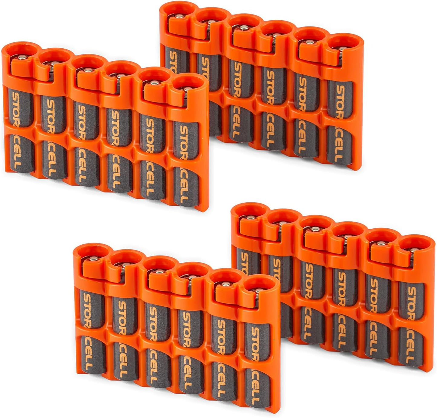 Storacell SLAAAORG by Powerpax SlimLine AAA Battery Caddy, Orange, Holds 6 Batteries, 1 Count (Pack of 1)