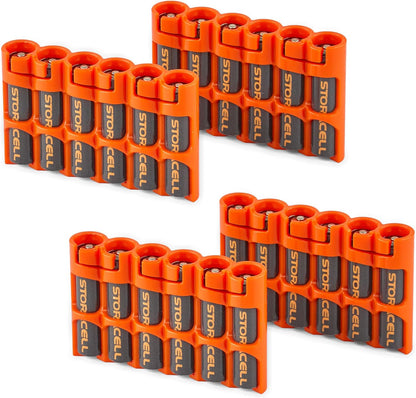 Storacell SLAAAORG by Powerpax SlimLine AAA Battery Caddy, Orange, Holds 6 Batteries, 1 Count (Pack of 1)
