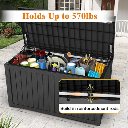 Outdoor Storage Box, 50 Gallon Waterproof Deck Storage Box, Lockable Patio Storage Bins for Package Delivery, Porch, Garden Tool, Cushions, Anti-Theft Weatherproof & UV-Resistant Parcel Drop Box