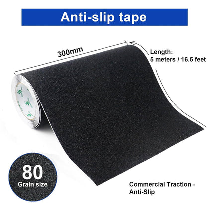 BOMEI PACK Black Anti Slip Tape, 4 Inch x 33 Foot Non-Slip Traction Grip Tape for Stairs, Waterproof Stair Treads Grip Non Slip, Non Skid Tape for Steps, Outdoor Black Grip Tape