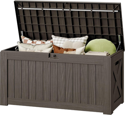 32 Gallon Deck Box Outdoor Indoor Waterproof Storage Box for Patio Furniture, Pool Accessories, Garden Tools, and Cushion Storage, Black