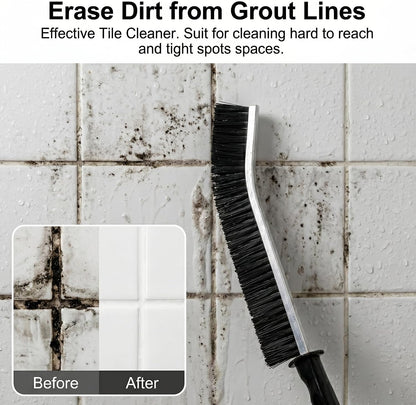 4 Pcs Multi-Purpose Hard Bristle Crevice Cleaning Brush Small Deep Gap Cleaning Tools Scrub Brushes Household Use Versatile Thin Grout Brush for Kitchen Window Tile Bathroom Shower Corner Toilet Black
