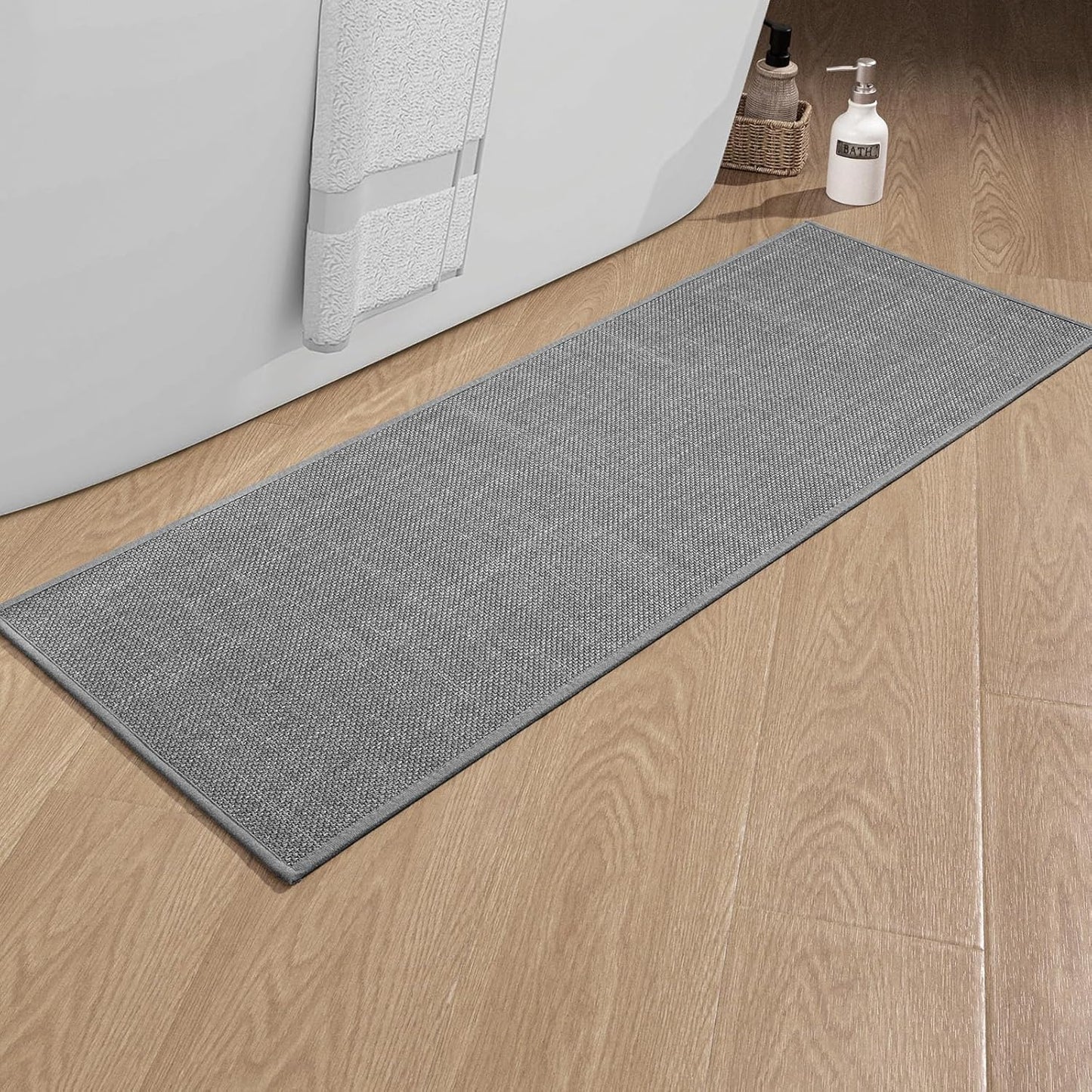chakme Bathroom Rugs Mat 24x17, Ultra Thin Non Slip Bath Mat Small Quick Dry Absorbent Bath Mat for Bathroom Floor, (Dark Beige, 24"x17")