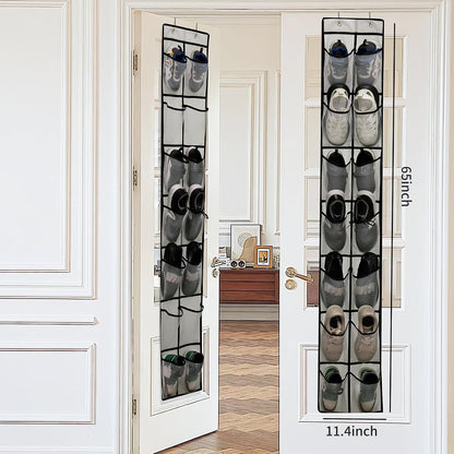 PVWSG Over The Door Shoe Organizer, 14 Large Mesh Pockets Hanging Shoe Rack for Closet Organizers and Storage, White, 2-pack (white)