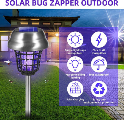 Solar Bug Zapper Outdoor Waterproof Mosquito Repellent Outdoor Patio Mosquito Trap & Killer for Backyard, Farm, Garden, 2026 Solar Powered Fly Zapper for Small Flying Insect, Gnats, Flies, Moths(4)
