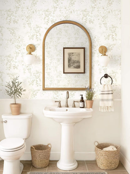 Dimoon 17.3''x78.7'' Vintage Peel and Stick Wallpaper Boho Beige Neutral Contact Paper White Floral Bird Wallpaper Removable Botanical Renter Friendly Modern Wall Paper Bedroom Bathroom Vinyl Roll