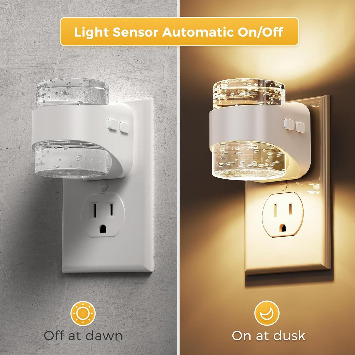 L LOHAS LED Night Light, Bubble Night Lights Plug into Wall,2 Pack 3000K/4000k/5000K Adjustable Color Temperature Night Light,Dimmable Nightlights with Dusk to Dawn Sensor for Rooms Bathroom Hallway
