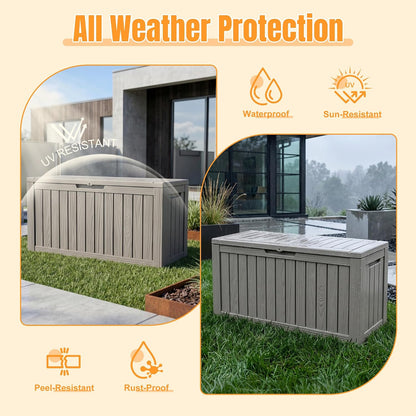 Outdoor Storage Box,38 Gallon Resin Deck Box,Waterproof & UV Resistant Lockable Package Delivery Bin,Toy Cabinet for Indoor & Outdoor