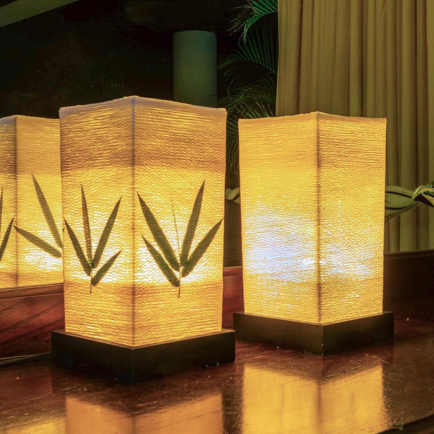 Japanese Lamp Lantern Asian - Table Lamp Japanese Decor Bamboo Lamp for Nightstand, Dresser, Living Room, Kids Room, Dorm, Office - Instructions + Lightbulb Included