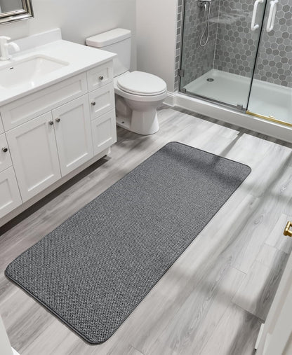 Bath Mat,Ultra Thin Bathroom Rugs,Rubber Bath Mats for Bathroom,No Slip Bath Rugs,Quick Dry,Machine Washable,Low Pile,Absorbent,Shower Outside,Sink,Home Decor Accessories.Grey,1'5"x2'3"(17x27Inch)