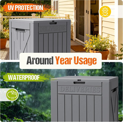 Flamaker Resin Deck Box 120 Gallon Waterproof Large Outdoor Indoor Storage Box Imitation Wood Resin for Patio Furniture Garden Tools and Pool (Black)