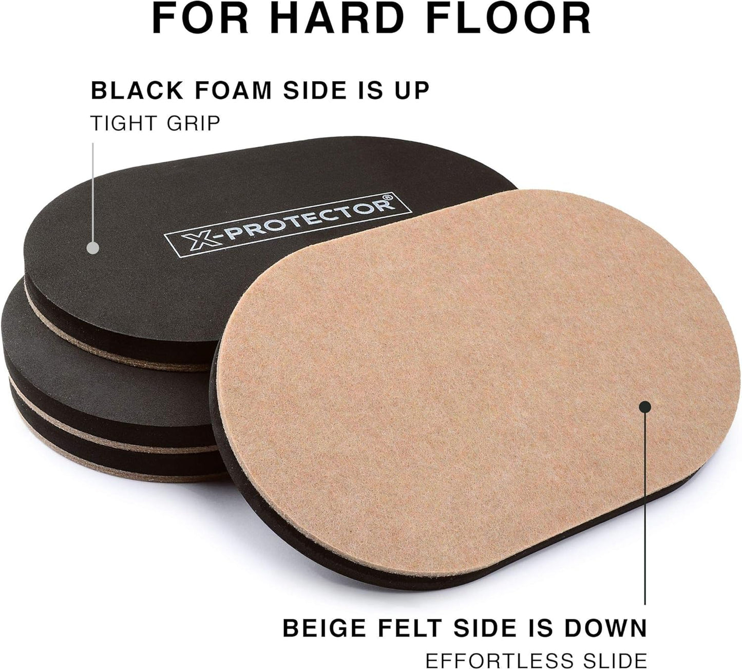 X-Protector Felt Furniture Sliders for Hardwood Floors 24 PCS 1” - Self-Adhesive Furniture Slider - Heavy-Duty Furniture Movers for Hard Surfaces - Felt Sliders - Move Your Furniture Easily!