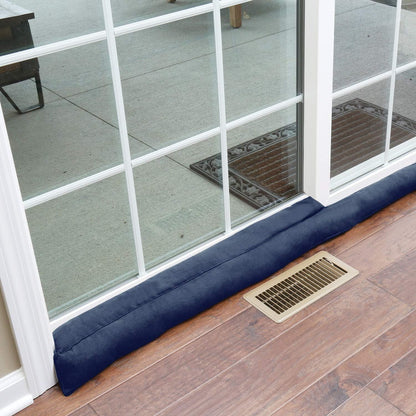 HOME DISTRICT Sliding Door Draft Stopper -Glass Door Draft Blocker, Patio Under Door Draft Stopper, Door Air Blocker Draft Dodger Noise Blocker Approx. 71" Long - Navy