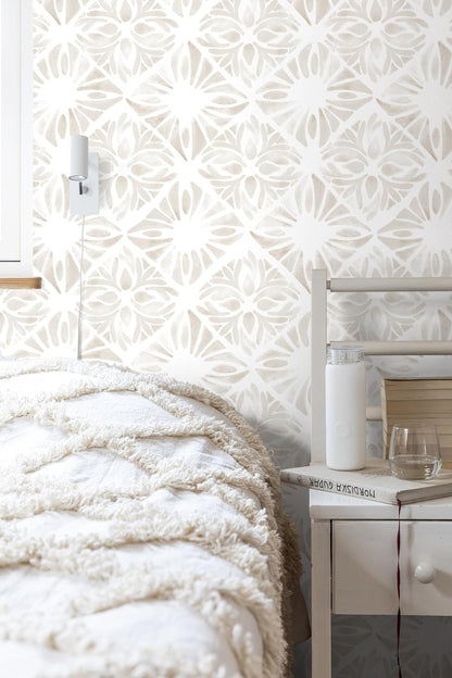 Boho Wallpaper Neutral Peel and Stick Wallpaper 78.7"x17.3" Geometric Wall Paper Beige and White Contact Paper Textured Removable Vinyl Waterproof for Bedroom Farmhouse Kitchen Bathroom