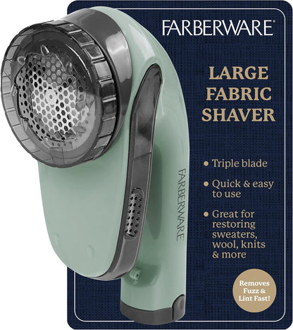 Farberware Fabric Shaver & Lint Remover for Clothes – Battery Operated Lint Shaver with Triple Blades, Sweater Shaver to Remove Pilling for Clothing, Couch, Furniture, Fuzz, Lint Balls
