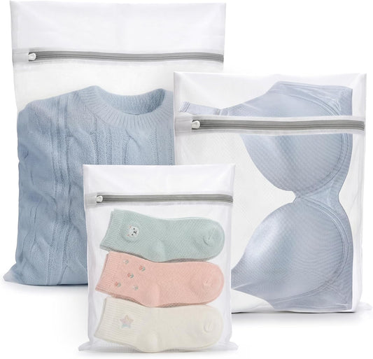 Muchfun 4Pcs Durable Fine Mesh Laundry Bags for Delicates 16 x 20 Inches | (4 Large)