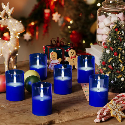 VIODAIM 12Pack Flickering Flameless LED Candles with Remote & Timer, Battery Powered - Small Pillar & Votive, Clear (2"X3")