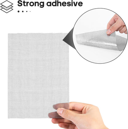 Secopad 5" x 7" Black/Grey Screen Repair Kit, 6 PCS Window Screen Patch Repair Tape for Mesh Window Door, Strong Adhesive Fiberglass Mesh Pacth Tape