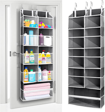 ULG Over the Door Organizer, 5-Tier Extra Large Hanging Storage with 10 Mesh Pockets, 100 lbs Capacity, Heavy Duty Door Organizer for Closet, Bedroom, Nursery Storage, Beige