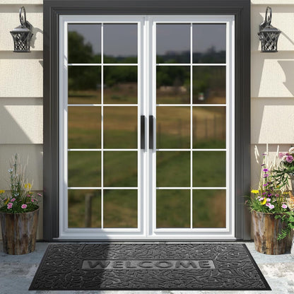 Yimobra Welcome Mat Outdoor 29.5x17, Waterproof Non-Slip Outdoor Mats for Front Door Outside Entrance, Low-Profile Entryway Mat Indoor for Garage Patio, Black