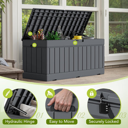 Devoko 30 Gallon Resin Deck Box Waterproof Outdoor Storage Box for Patio Furniture Pool Accessories Indoor Storage for Cushion Garden Tools (30 Gallon, Black)