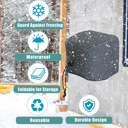 2 Pack Foldable Outdoor Faucet Covers, 6.3”H x 7”W Reusable Spigot Cover | Enlarge Frost Free Insulated Faucet Socks for Winter Freeze Protection, Waterproof Hose Bib Covers for Wall Taps Outside