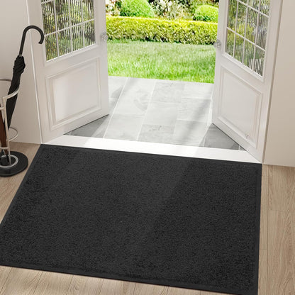 Mibao Front Door Mat, Dirt Trapper Welcome Mat for Outdoor Indoor, Non-Slip Waterproof Doormat, Durable Machine Washable Low Profile Entry Rug for Back Door Outside Patio Porch, 29.5" x 17", Grey
