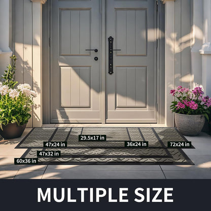 Yimobra Front Door Mat Outside Entrance 29.5x17, Waterproof Heavy Duty Outdoor Mats for Front Door, Non Slip Rubber Entry Mat for Garage Patio Indoor, Grey