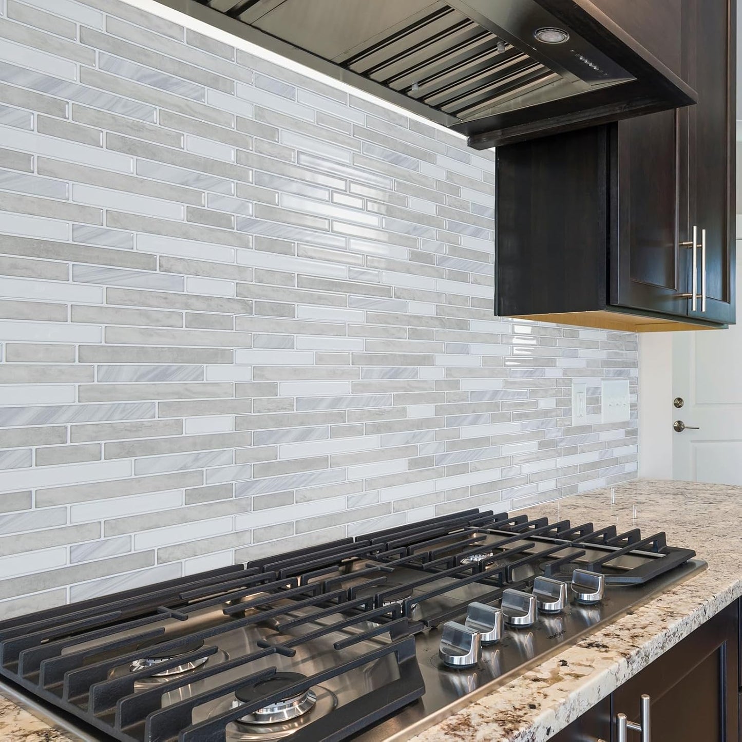 LONGKING 10-Sheet Extra Thick Peel and Stick Backsplash Tiles, Waterproof Kitchen Backsplash Peel and Stick Tile, Self-Adhesive Backsplash for Kitchen, Beige & White