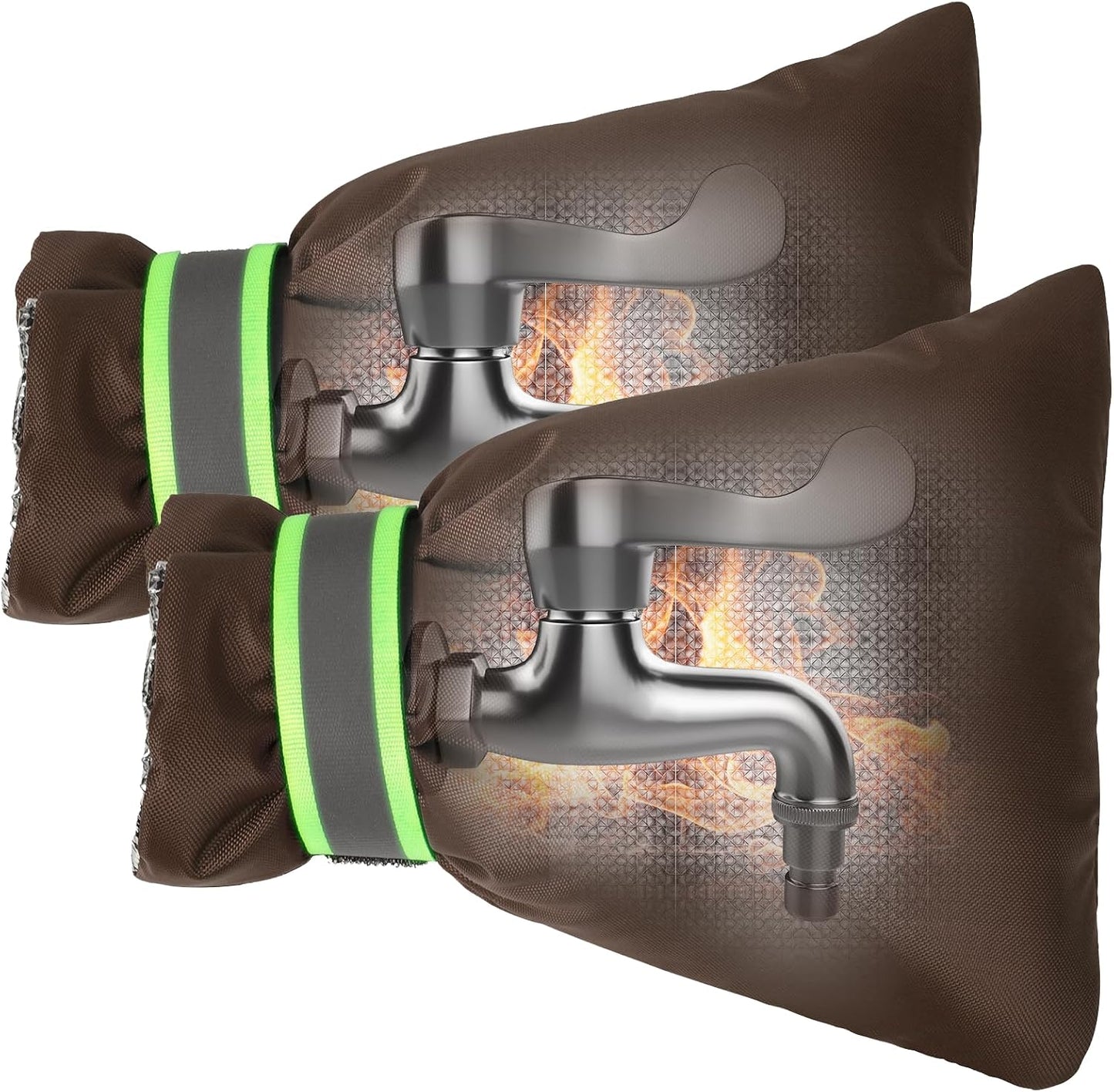 Outdoor Faucet Covers for Winter Freeze Protection, Kanosan 8.3"H X 6.7"W Thickened Reflective Outside Spigots Covers Hose Bib Insulated Sock for Winter Cold Weather, 2 Pack Black