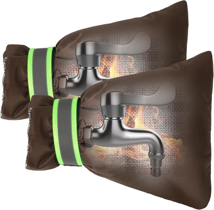 Outdoor Faucet Covers for Winter Freeze Protection, Kanosan 8.3"H X 6.7"W Thickened Reflective Outside Spigots Covers Hose Bib Insulated Sock for Winter Cold Weather, 2 Pack Black