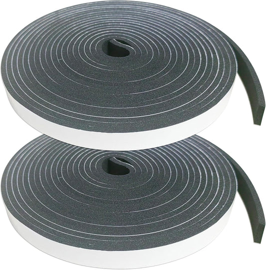 Thin Weather Stripping Foam Tape 2 Rolls (1/4 in x 1/8 in x 16.4 FT), Self Adhesive Door Seal Strip for Narrow Gaps, Window Insulation, Draft Stopper, Soundproof Foam Tape Total 32.8 FT