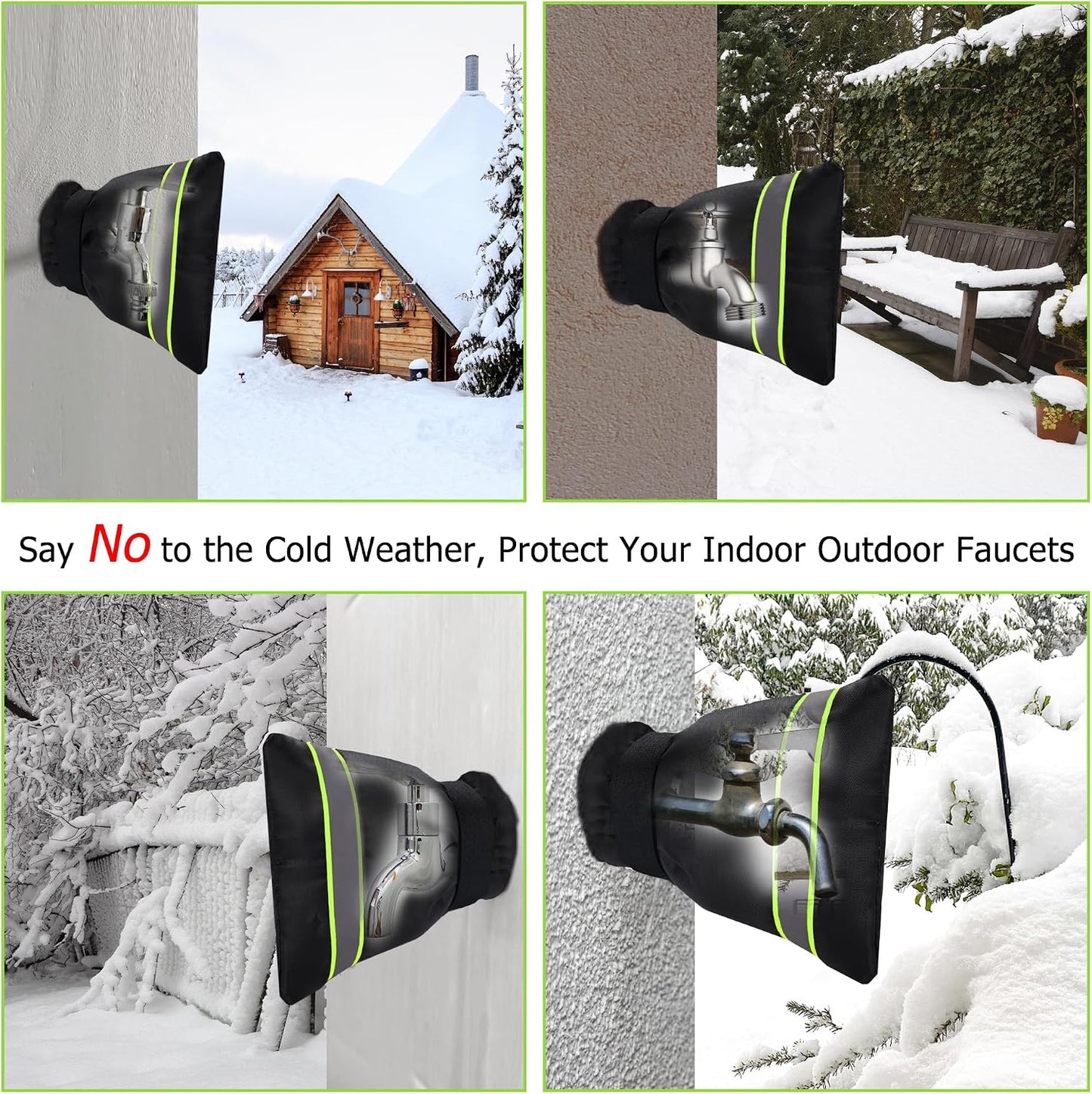 Outdoor Faucet Cover, Thicken Outdoor Faucet Covers for Winter Freeze Protection 5.9" W x 7.1" H Orange Reflective Strip, Outside Faucet Socks Reusable Waterproof Insulated Wrap Spigot Cover, 4 Pack