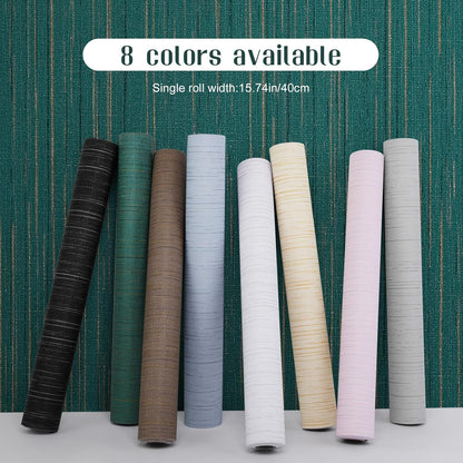 Light Blue Peel and Stick Grasscloth Texture Wallpaper 15.7"x120" Vintage Wallpaper Removable Waterproof