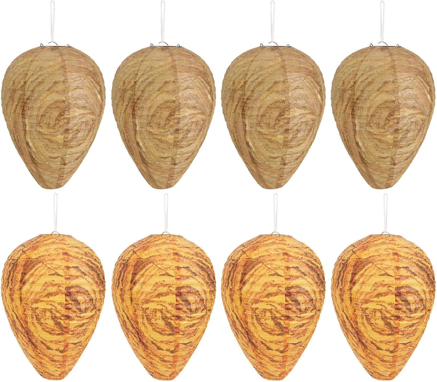 DECYOOL 8 Pack Paper Wasp Nest Decoy Hanging Wasp Deterrent for Wasps Hornets Yellow Jackets