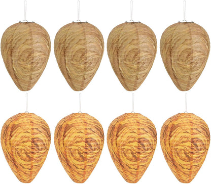 DECYOOL 8 Pack Paper Wasp Nest Decoy Hanging Wasp Deterrent for Wasps Hornets Yellow Jackets